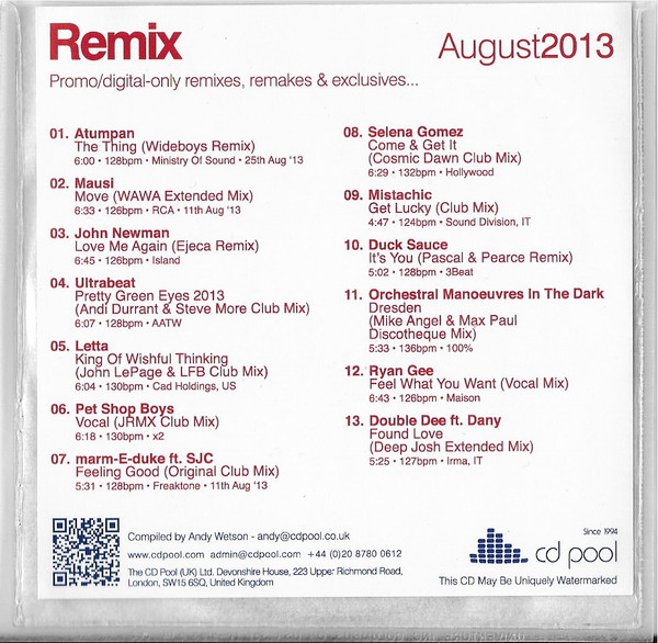 lataa albumi Various - CD Pool Remix August 2013