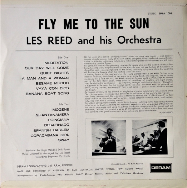 descargar álbum Les Reed & His Orchestra - Fly Me To The Sun