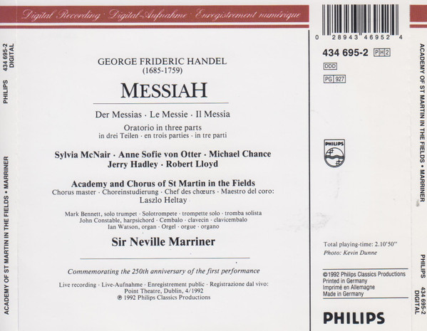 baixar álbum Handel, Academy Of St MartinintheFields, Sir Neville Marriner - Messiah