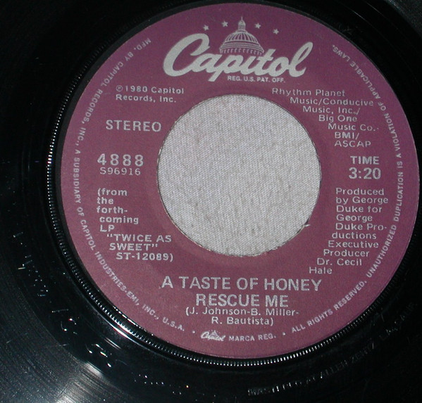 A Taste Of Honey – Rescue Me (1980, Burgundy Labels, Vinyl) - Discogs