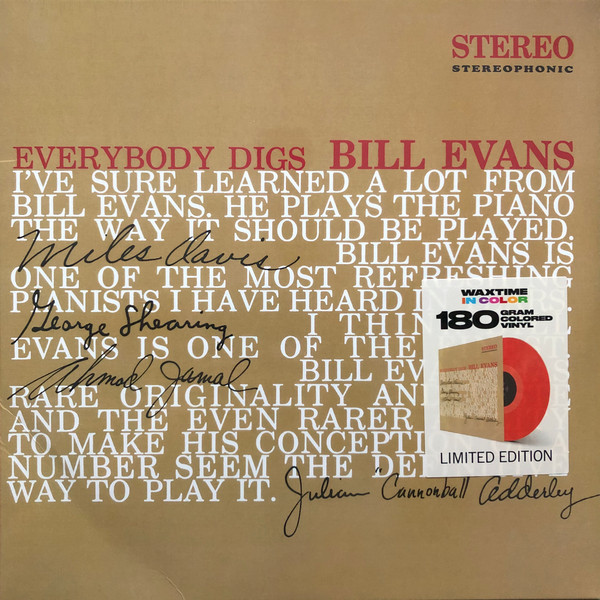 Bill Evans – Everybody Digs Bill Evans (2018, Red, 180 gram, Vinyl 