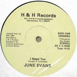 June Evans - I Need To  album cover
