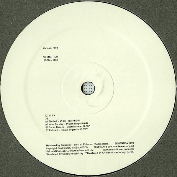 Various - SEMANTICA 2006 - 2016 10.VII | Releases | Discogs