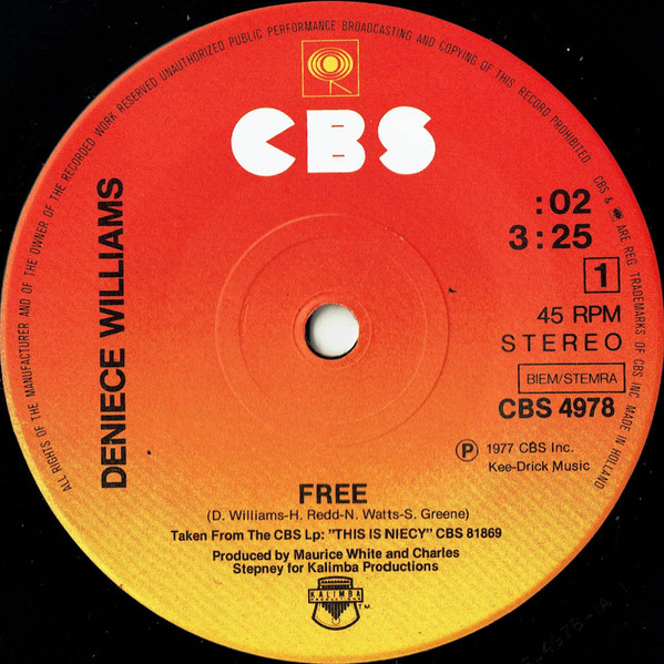 Deniece Williams – Free (1977, Solid Centre, Vinyl) - Discogs