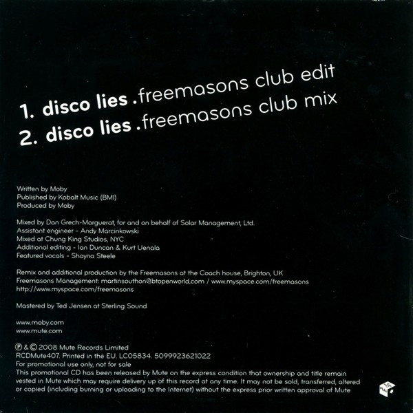 Album herunterladen Moby v Freemasons - Disco Lies