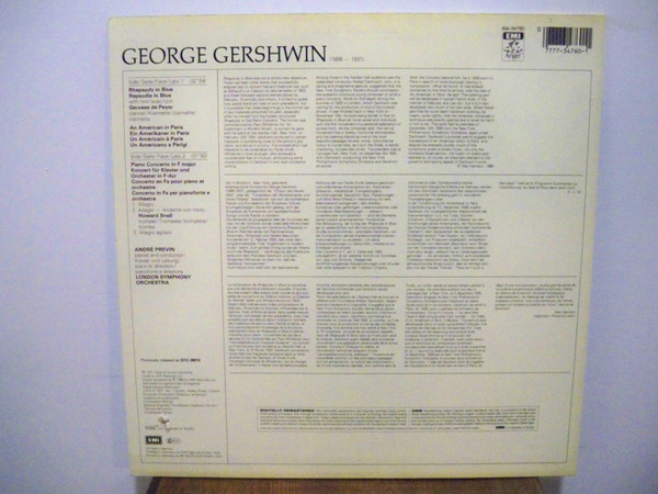 baixar álbum Gershwin The London Symphony Orchestra André Previn - Rhapsody In Blue Ein Amerikaner In Paris Konzert Für Klavier Orchester