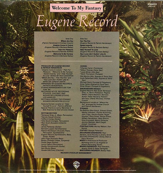 Eugene Record - Welcome To My Fantasy | Warner Bros. Records (K 56639) - 2