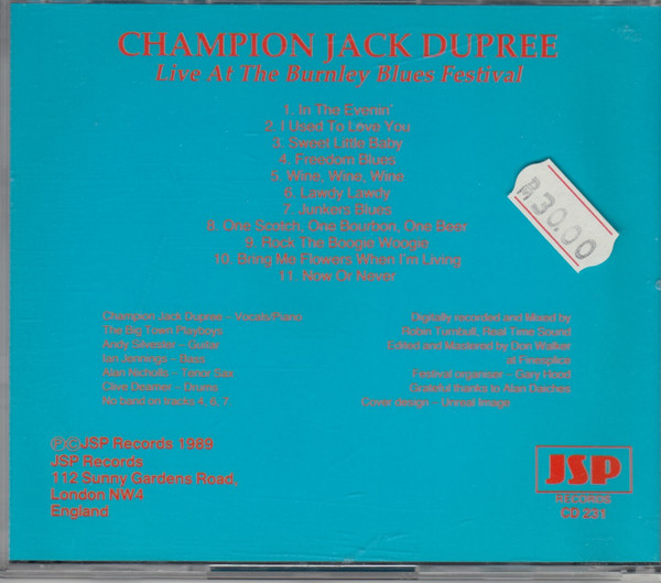 télécharger l'album Champion Jack Dupree With The Big Town Playboys - Live At Burnley