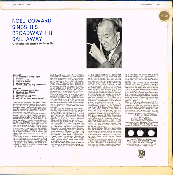 last ned album Download Noel Coward - Noel Coward Sings Sail Away album