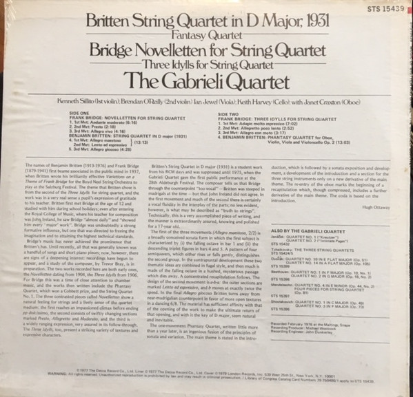 last ned album The Gabrieli String Quartet, Benjamin Britten, Frank Bridge - Britten Bridge The Gabrieli Quartet