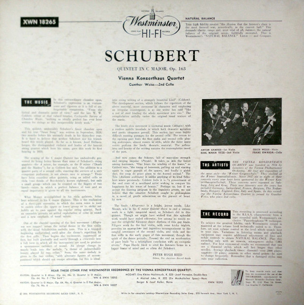 lataa albumi Vienna Konzerthaus Quartet, Schubert - Quintet In C Major Op 163