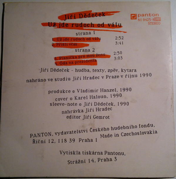 baixar álbum Jiří Dědeček - Už Jde Rudoch Od Válu