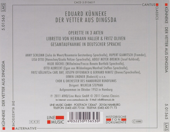 descargar álbum Eduard Künneke, Wilhelm Stephan - Der Vetter Aus Dingsda Gesamtaufnahme Hamburg 1953