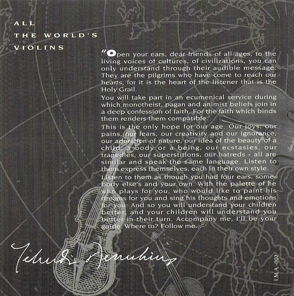 Album herunterladen Yehudi Menuhin, Stéphane Grappelli, L Subramaniam - All The Worlds Violins Live