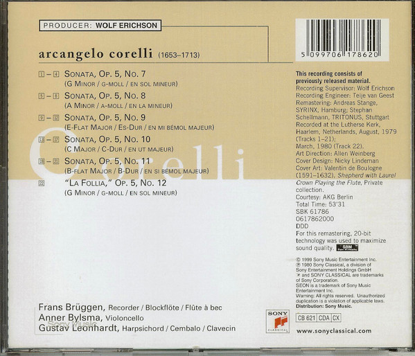 last ned album Arcangelo Corelli, Frans Brüggen, Anner Bylsma, Gustav Leonhardt - Sonatas Op 5 Nos 7 11 No12 La Follia