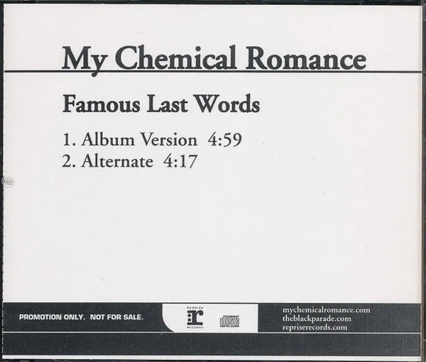 My Chemical Romance - Famous Last Words | Releases | Discogs