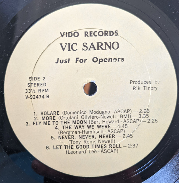ladda ner album Vic Sarno - Just For Openers