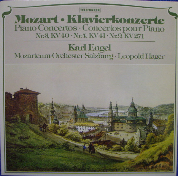 ladda ner album Mozart, Karl Engel, MozarteumOrchester Salzburg, Leopold Hager - Klavierkonzerte Piano Concertos Concertos Pour Piano Nr 3 KV 40 Nr 4 KV 41 Nr 9 KV 271