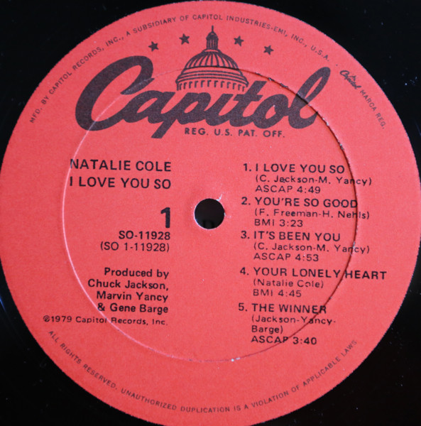 Natalie Cole - I Love You So | Capitol Records (SO-11928) - 3