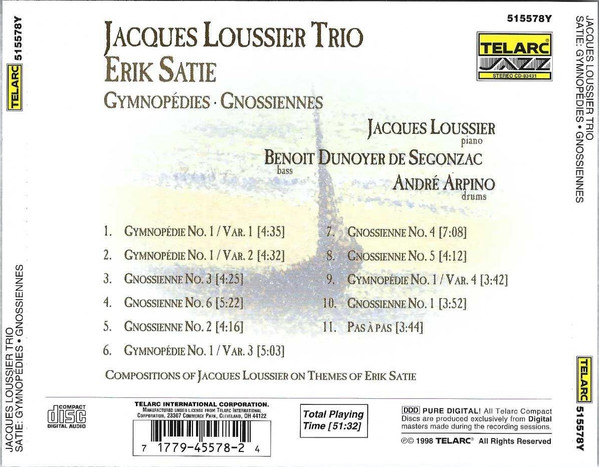 Jacques Loussier Trio - Satie: Gymnopédies • Gnossiennes | Telarc Jazz (515578Y) - 3