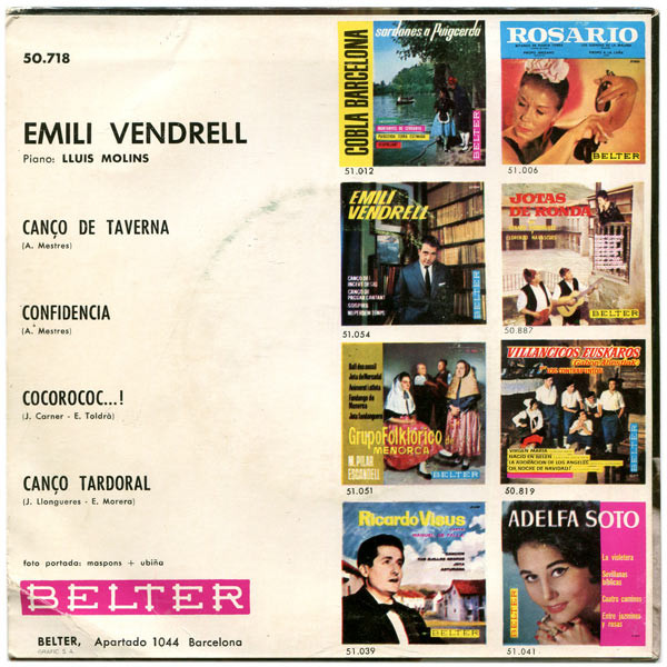 télécharger l'album Emili Vendrell - Canço De Taverna Confidencia Cocorococ Canço Tardoral