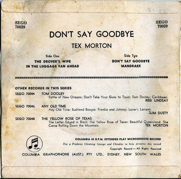 last ned album Tex Morton - Dont Say Goodbye