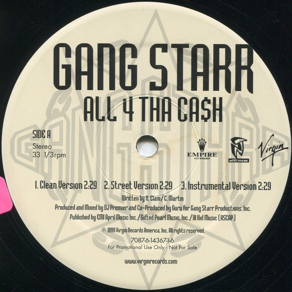 Gang Starr – All 4 Tha Ca$h / The ? Remainz (1999, Vinyl) - Discogs