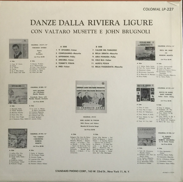 lataa albumi John Brugnoli - Danze Dalla Riviera Ligure