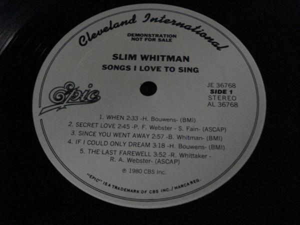 Slim Whitman – Songs I Love To Sing (1980, Terre Haute Pressing