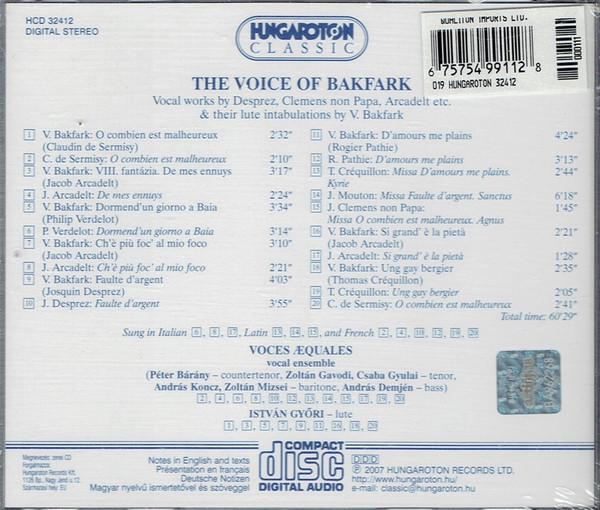 last ned album Valentin Bakfark, Voces Æquales, István Győri - The Voice Of Bakfark