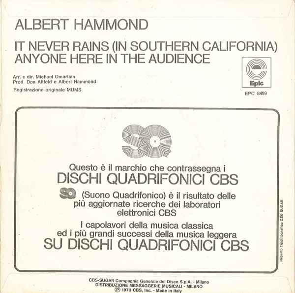 Albert Hammond – It Never Rains (In Southern California) (1973