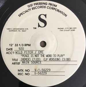 Main Source – Peace Is Not The Word To Play (1991, Vinyl