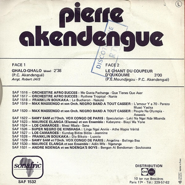 télécharger l'album Pierre Akendengue - Ghalo Ghalo Le Chant Du Coupeur Doukoumé