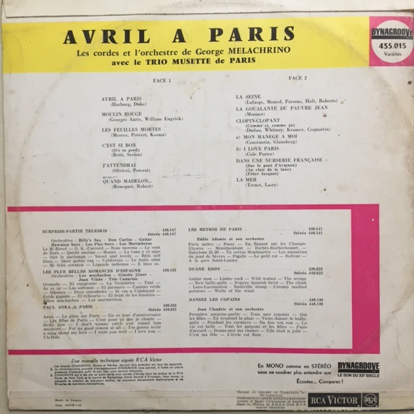 ladda ner album The Melachrino Orchestra, Trio Musette De Paris - Avril A Paris