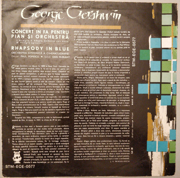 descargar álbum George Gershwin - Concert În Fa Pentru Pian Și Orchestră Rhapsody In Blue