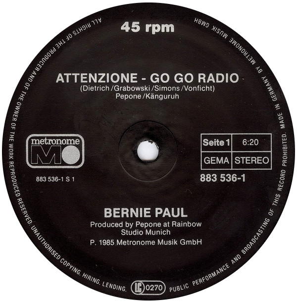 Album herunterladen Bernie Paul - Attenzione Go Go Radio
