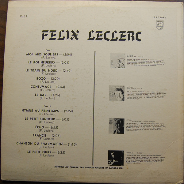 Félix Leclerc - Vol. 2 | Philips (B.77.898 L) - 2