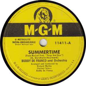 Buddy DeFranco And His Orchestra - Summertime / Over The Rainbow album cover