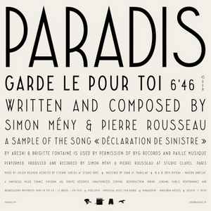 Paradis (2) - Garde Le Pour Toi album cover
