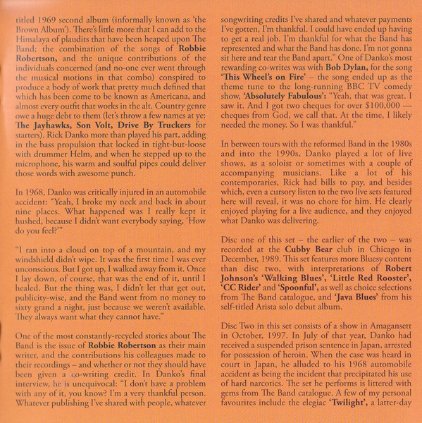 lataa albumi Rick Danko - Double Live Cubby Bear Chicago IL Dec 1989 Stephen Talkhouse Amagansett NY Oct 1997