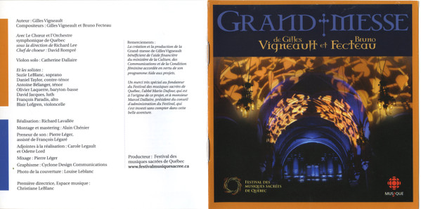 Gilles Vigneault Et Bruno Fecteau - L'Orchestre Symphonique De Québec , Le Chœur De L'OSQ - Grand Messe | Les Disques SRC / CBC Records (SMCD 5248) - 18