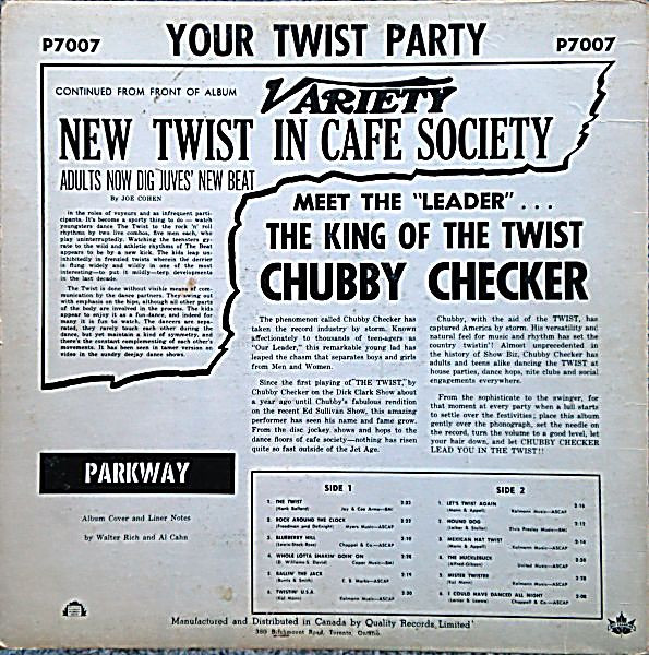 Chubby Checker - Your Twist Party With The King Of Twist | Parkway (P 7007) - 2