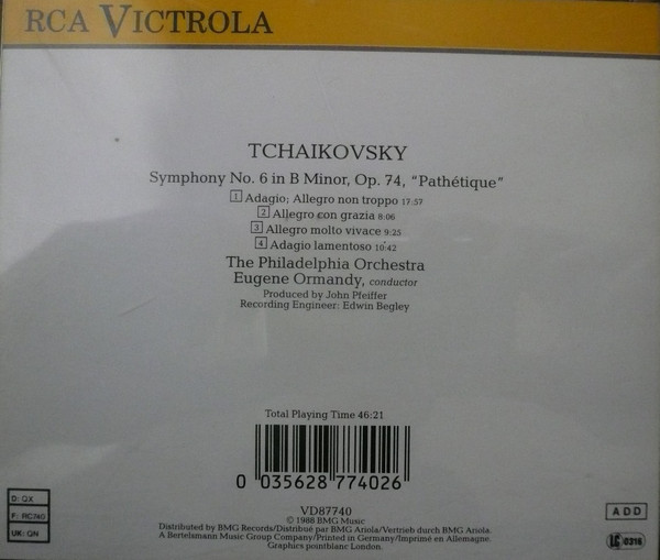 baixar álbum Tchaikovsky The Philadelphia Orchestra, Eugene Ormandy - Symphony No 6 Pathétique