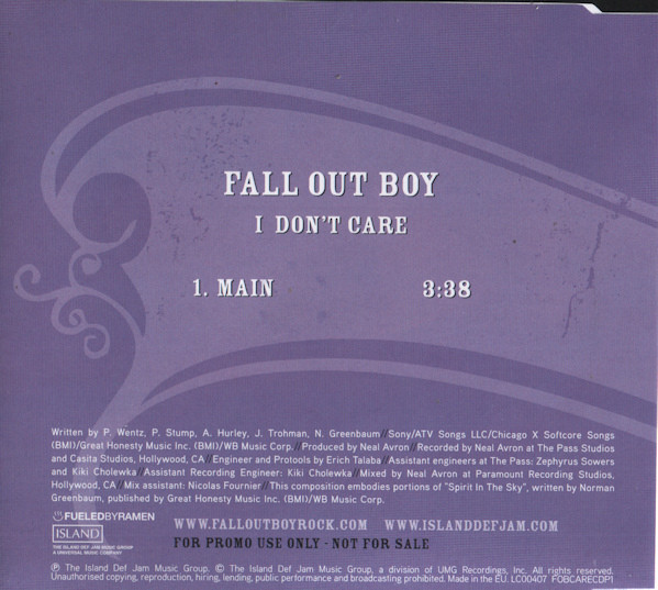 last ned album Fall Out Boy - I Dont Care