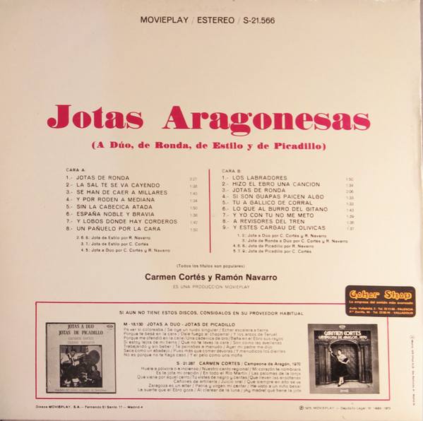 last ned album Carmen Cortés, Ramón Navarro - Jotas Aragonesas