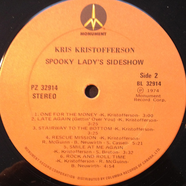 Kris Kristofferson - Spooky Lady's Sideshow | Monument (PZ 32914) - 4