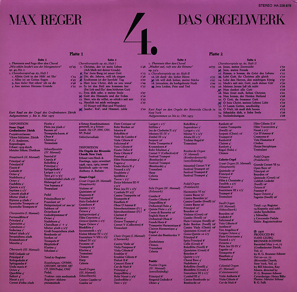 ladda ner album Max Reger, Kurt Rapf - Das Orgelwerk 4