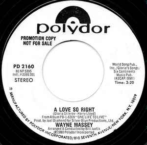 Wayne Massey - A Love So Right album cover