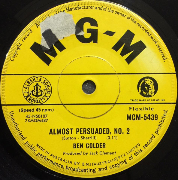 Ben Colder – Almost Persuaded #2 / Packets Of Pencils (1966, Vinyl