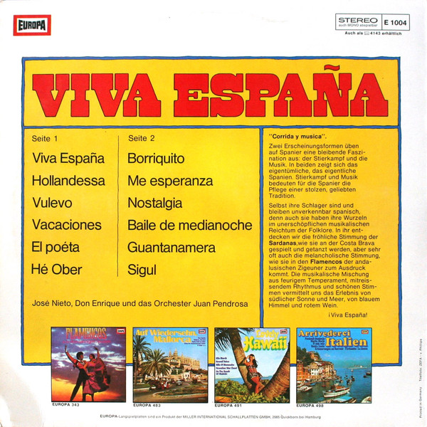 descargar álbum José Nieto , Don Enrique Und Das Orchester Juan Pendrosa - Viva España